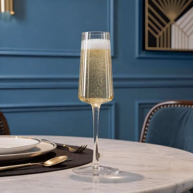 Argon Tableware Lead-Free Crystal Champagne Flutes, 260ml, Pack of 6, Clear
