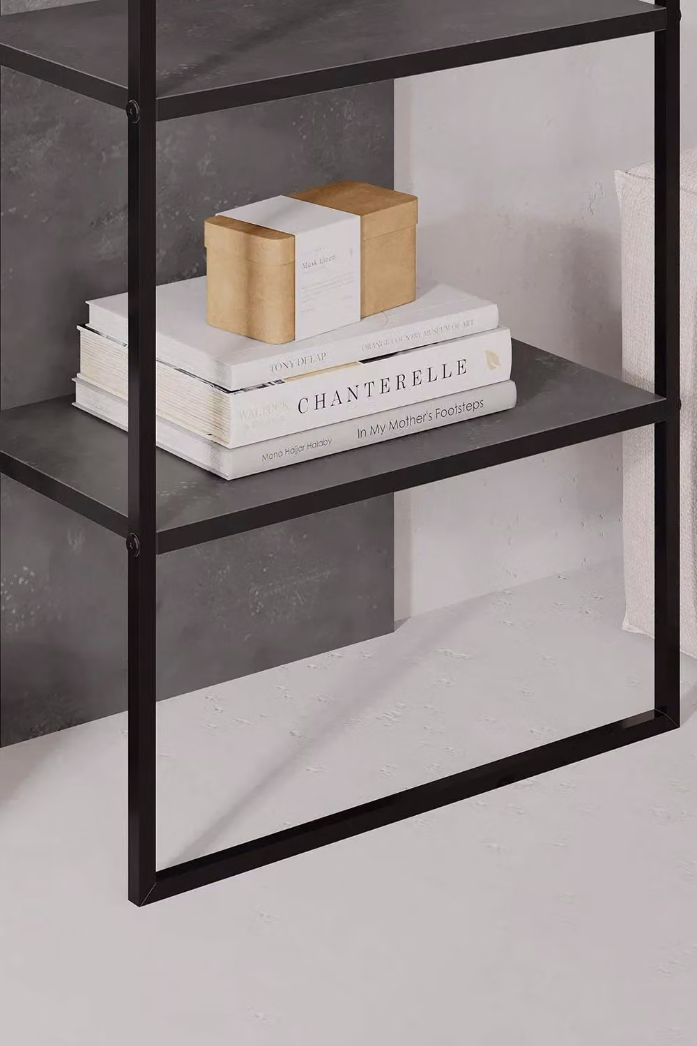 FWStyle 5 Tier Modern Bookcase with Grey and Black Metal Frame and MDF Shelving – 2