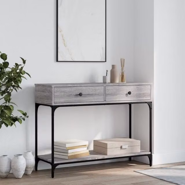 Berkfield Home Grey Sonoma Console Table, W/D/H: 100 x 34.5 x 75 cm