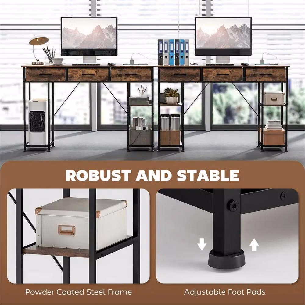 KORVIXA Brown Industrial Computer Writing Desk – 4