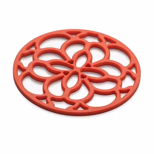 Zeal Silicone Round Heritage Trivet Mat in Red, Diameter: 18 cm