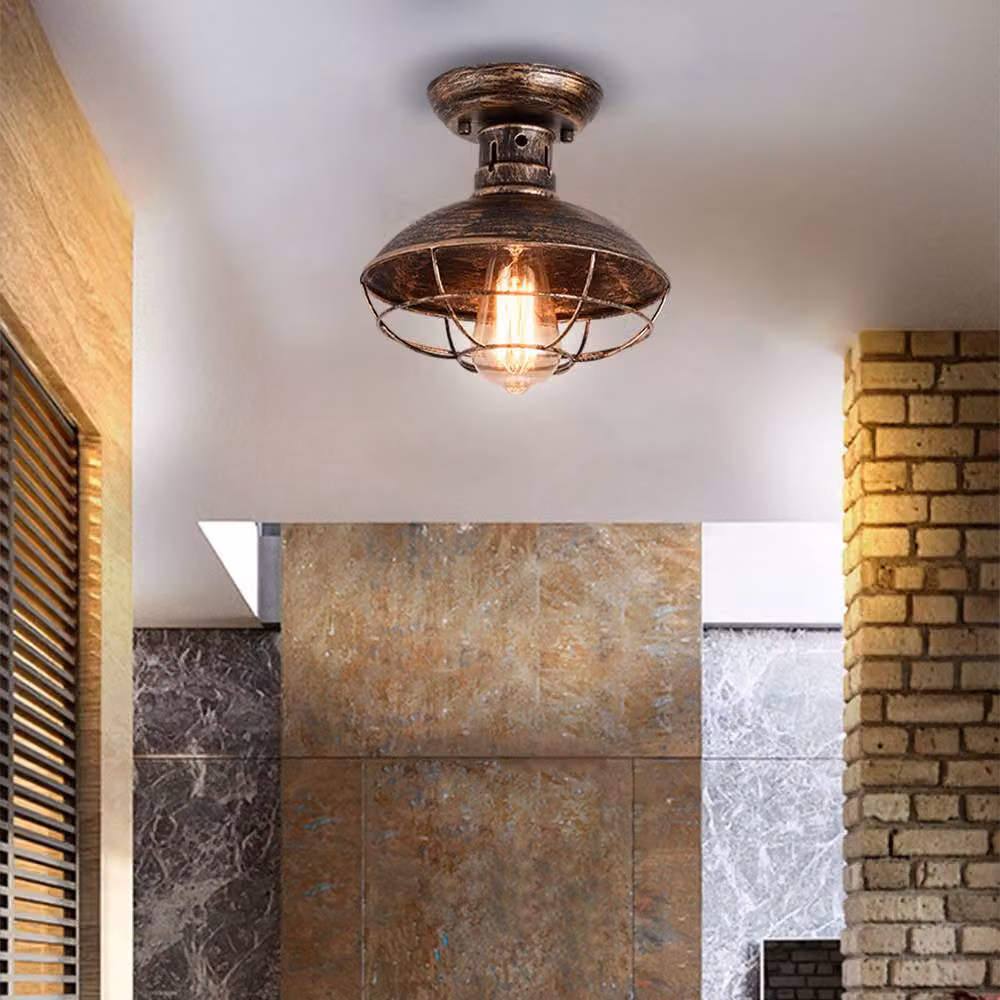 NIVOR Industrial Metal Cage Ceiling Light Chandelier in Oil Rubbed Bronze – 3