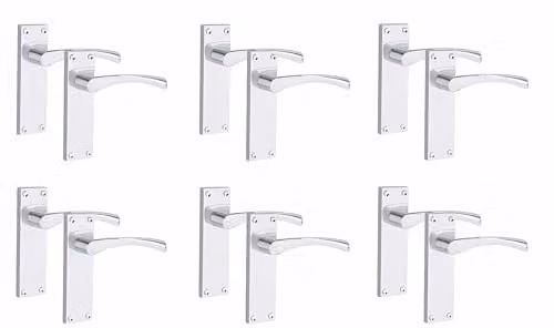 Golden Grace Astrid Victorian Scroll Door Latch Handles, Silver Chrome Zinc, 6 Pairs