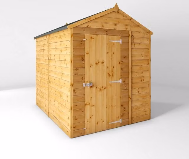 Mercia Brown Shiplap Apex Windowless Wooden Garden Shed, W: 190.5 cm, D: 240.8 cm, H: 222.2 cm – 1