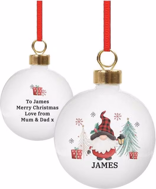 Personalised Memento Company Personalised White Gonk Christmas Bauble
