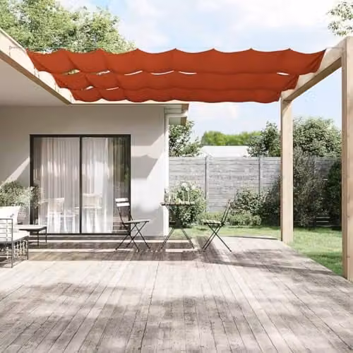 vidaXL Vertical Wall-Mounted Awning in Terracotta Oxford Polyester, W: 100 cm, D: 800 cm – 2