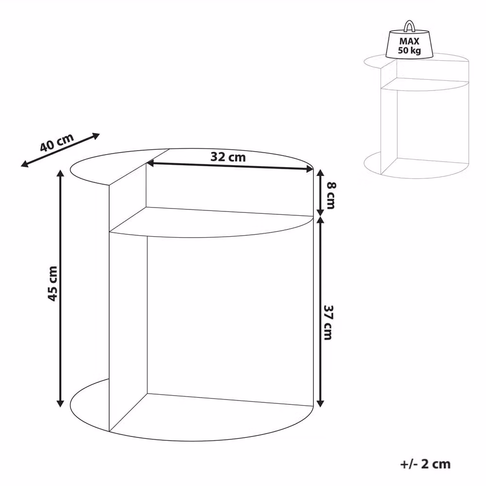 Wyld and Coco Evercraft Black Metal Round Side Table with Built-In Shelf, W/D/H: 40 x 40 x 45 cm – 3
