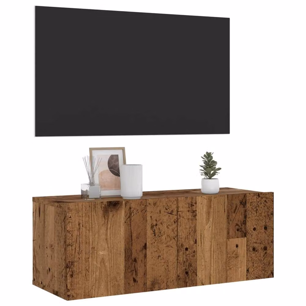 Berkfield Home Wall Mounted TV Cabinet in Old Wood Brown, W/D/H: 80 x 30 x 30 cm – 2