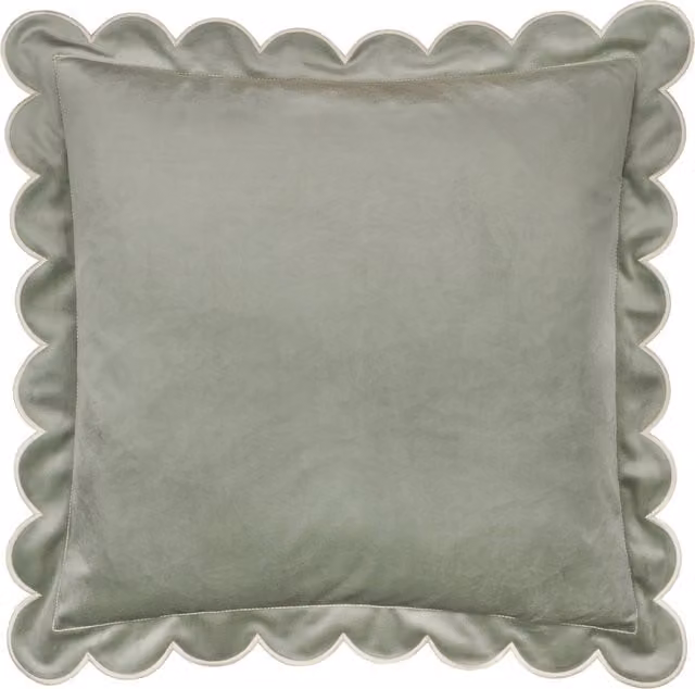 Make It A Home Lil Scallop Square Velvet Cushion in Green