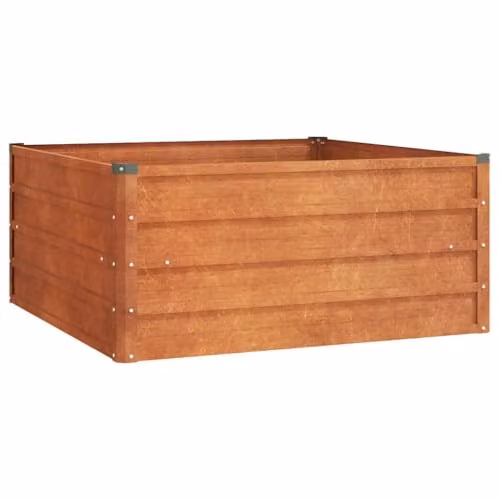 vidaXL Corten Steel Raised Garden Bed in Brown, W/D/H: 100 x 100 x 45 cm