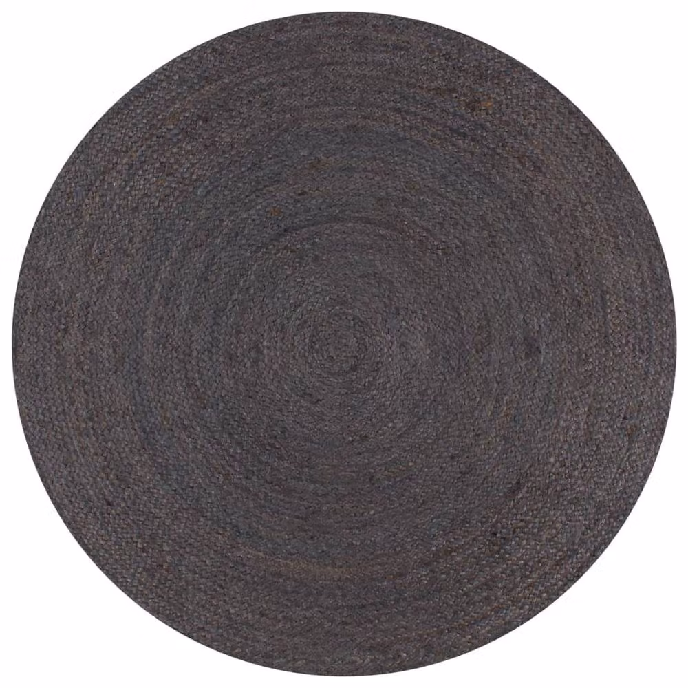 Berkfield Home Handmade Braided Jute Round Rug in Dark Grey, Diameter: 120 cm – 2