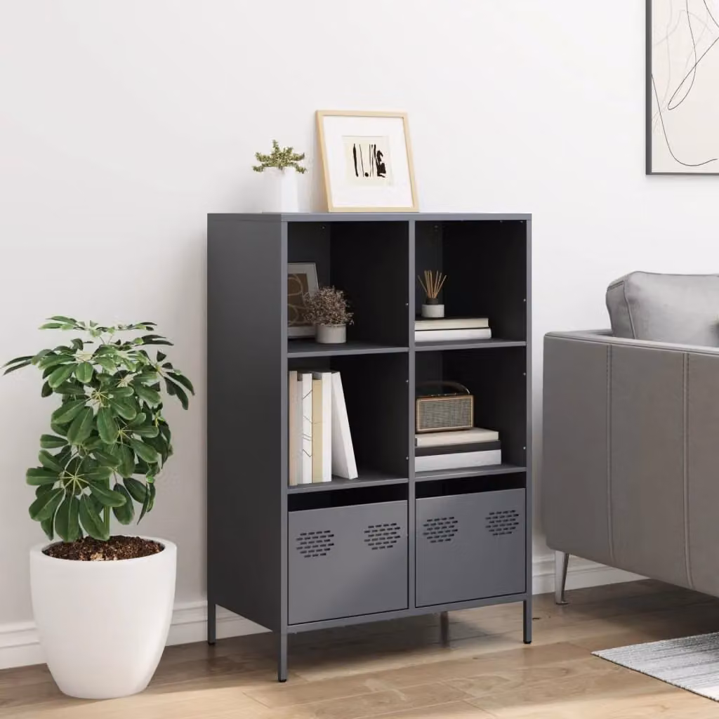 Berkfield Home Anthracite Steel Highboard in Black, W/D/H: 68 x 39 x 103.5 cm – 3