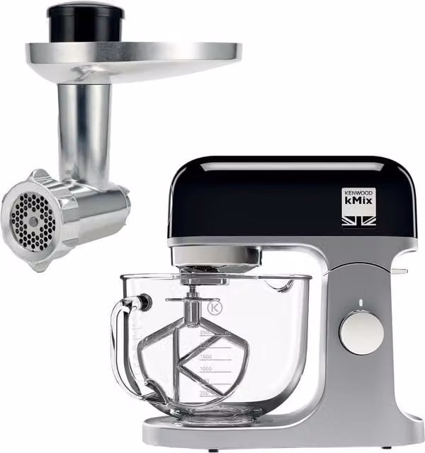 Kenwood kMix Stand Mixer with 5L Glass Bowl and Food Mincer in Black