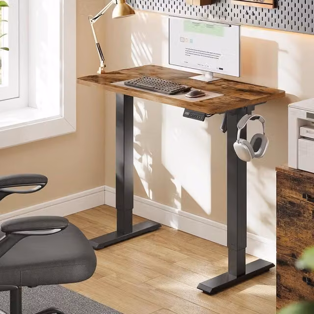 VASAGLE Electric Height Adjustable Standing Desk with 4 Memory Settings in Rustic Brown