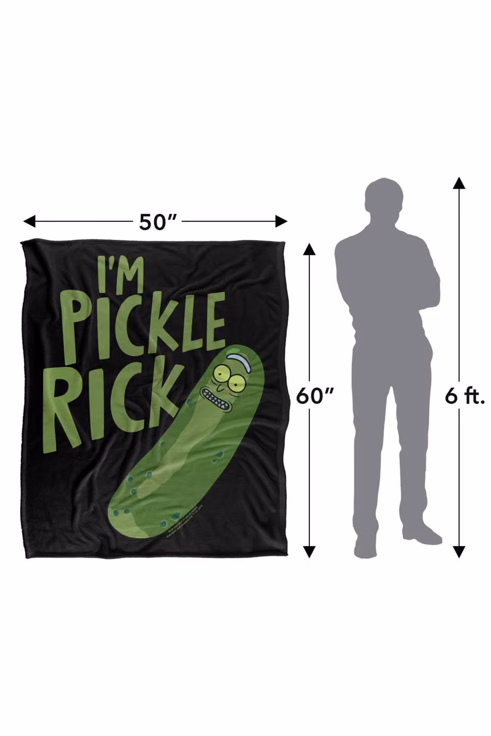 Warner Bros. Rick and Morty I'm Pickle Rick Super Soft Fleece Throw Blanket, Multicolour, W: 152 cm, D: 127 cm – 7