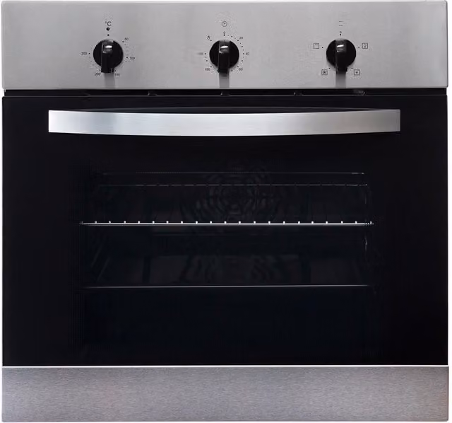SIA SO111SS Silver and Black Stainless Steel Built In Single Electric True Fan Oven