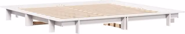Berkfield Home Beautiful Bed Frame in White Solid Pine Wood, W/D/H: 200 x 200 x 222 cm