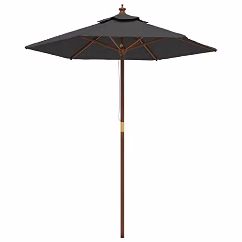 vidaXL Garden Parasol with Wooden Pole, Anthracite, W/D/H: 196 x 196 x 231 cm