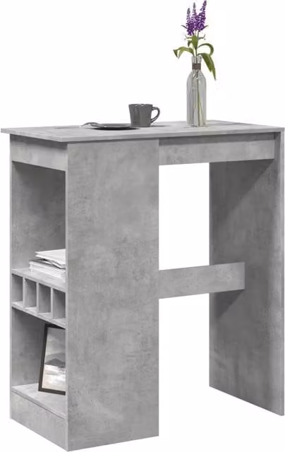 Berkfield Home Bar Table with Racks in Concrete Grey, W/D/H: 90 x 47.5 x 103.5 cm
