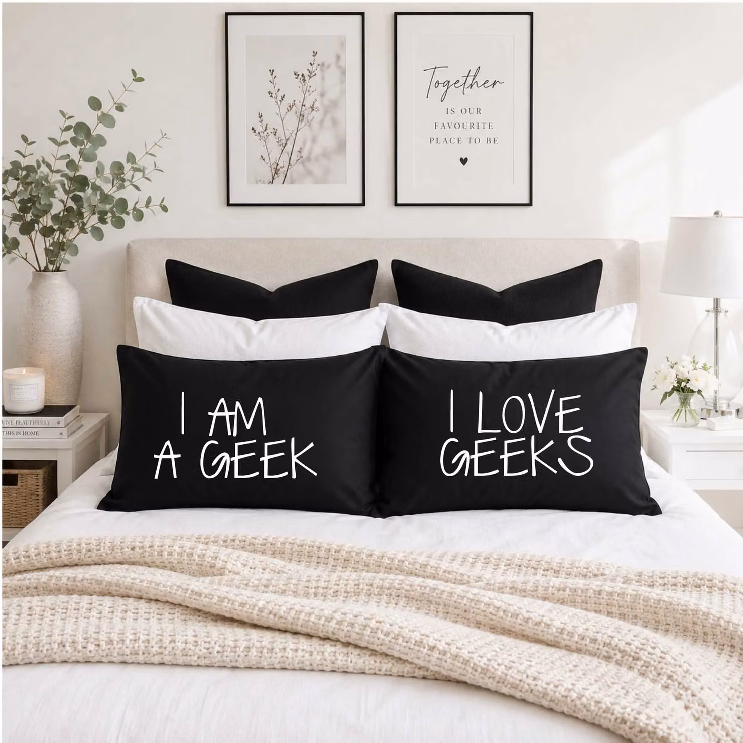60 Second Makeover I Am A Geek I Love Geeks Black Cotton Graphic Pillowcases – 2