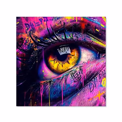 Purple Eye Abstract Toughened Glass Kitchen Splashback with Polished Edges, W: 60 cm x H: 60 cm – 2
