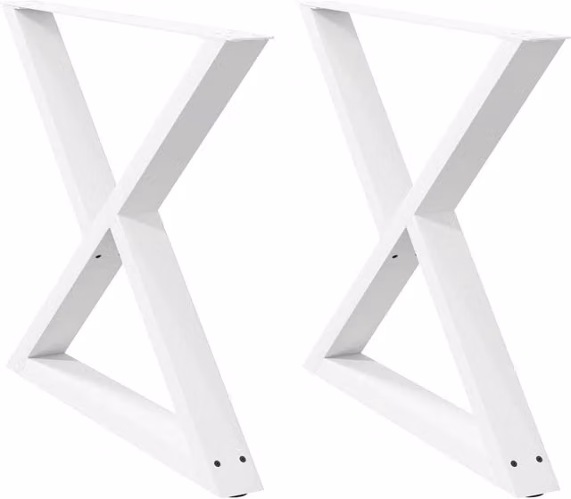 Berkfield Home Steel Dining Table Legs, 2 Pieces, White, H: 72-73.3 cm x W: 90 cm