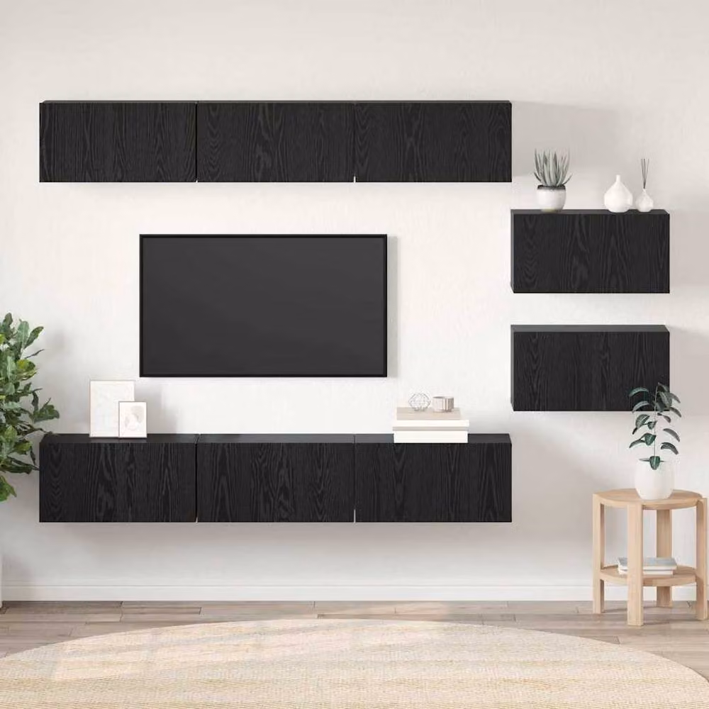 Berkfield Home Modern Wall Mounted TV Cabinet Doors in Black Oak, W: 60 cm, D: 30 cm, H: 30.5 cm – 2