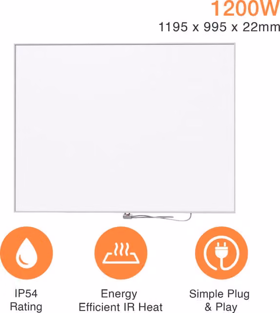 Mirrorstone White Freestanding Infrared Heating Panel W: 99.5 cm, H: 119.5 cm