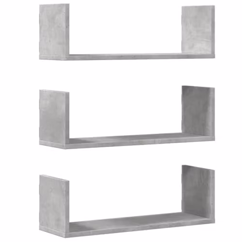 vidaXL Set of 3 Modern Wall Mounted Shelves in Grey Engineered Wood, W: 58 cm, D: 18 cm, H: 18 cm