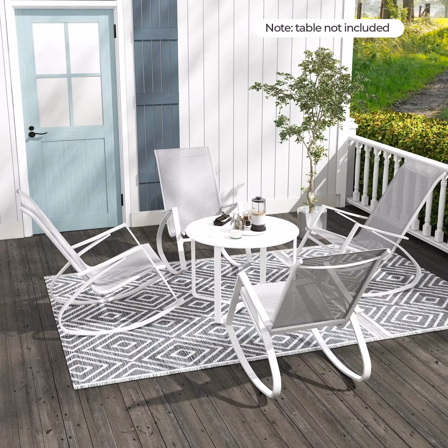 Costway Set of 2 Grey Outdoor Patio Rocking Chairs with Sling Fabric and Backrest – 3