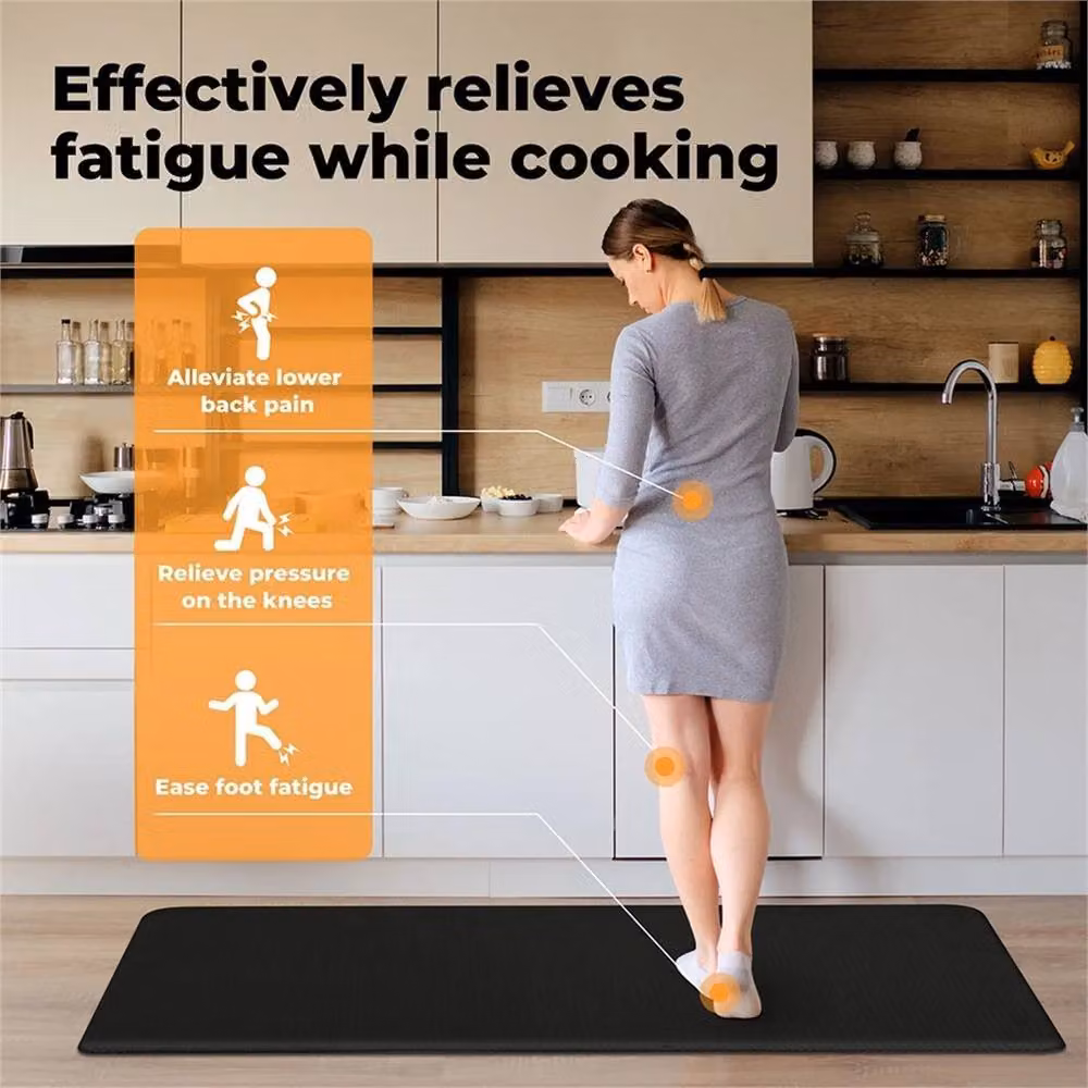 Kelvenix 2 Piece Non-slip and Stain-resistant Black Woven Kitchen Mat Runner Set, Diameter: 100 cm – 3