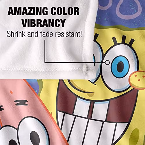 LOGOVISION Spongebob and Patrick Super Soft Microfibre Fleece Throw Blanket, Multicolour, W: 152 cm, D: 127 cm – 3