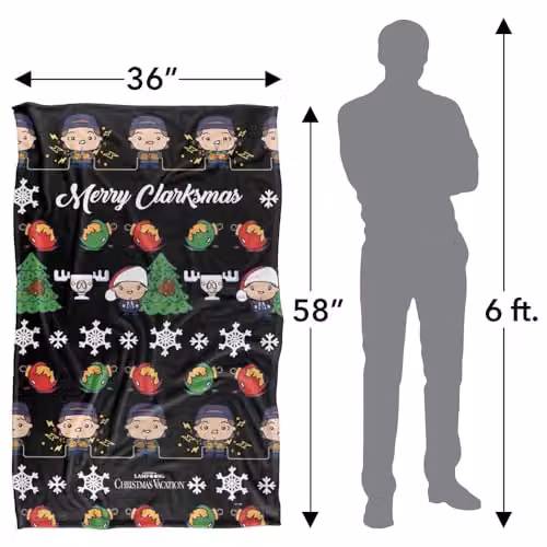 Warner Bros. Christmas Vacation Merry Clarkmas Super Soft Fleece Throw Blanket, Multicolour, W: 91 cm, D: 147 cm – 2