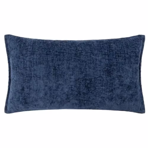 Evans Lichfield Buxton Blue Chenille Rectangular Reversible Cushion, W: 50 cm, H: 30 cm, D: 30 cm