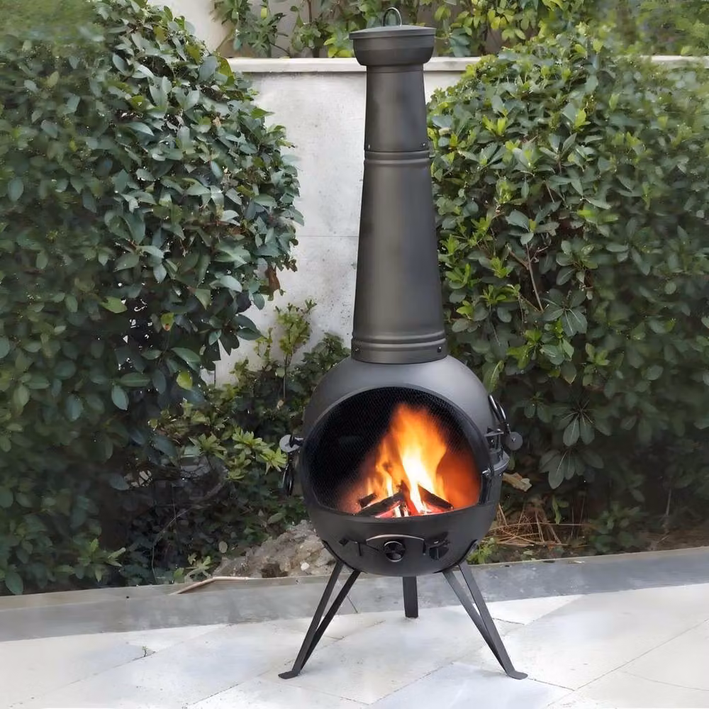 Gr8 Garden Large Black Metal Chiminea, Height: 130 cm – 6