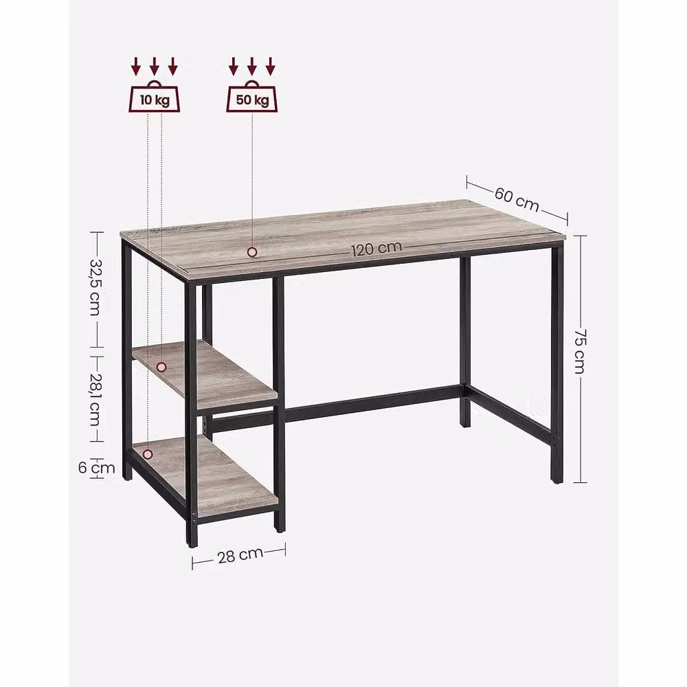 VASAGLE Modern Computer Desk in Fawn Brown and Beige – 3