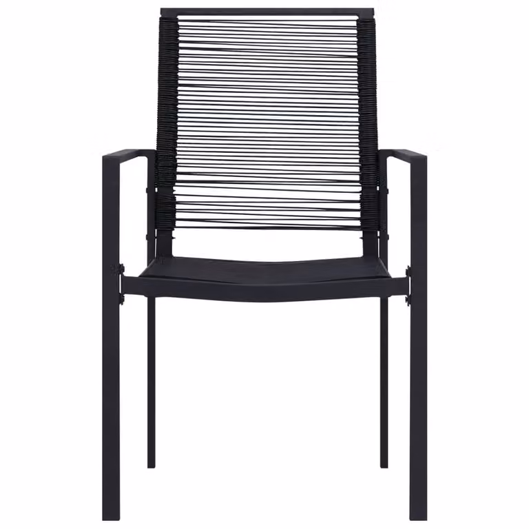 Berkfield Home 3 Piece Modern Garden Dining Set in Black Matt Metal, Glass and Rattan