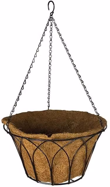 Garden Pride Black Gothic Round Hanging Basket Planter with Coco Liner