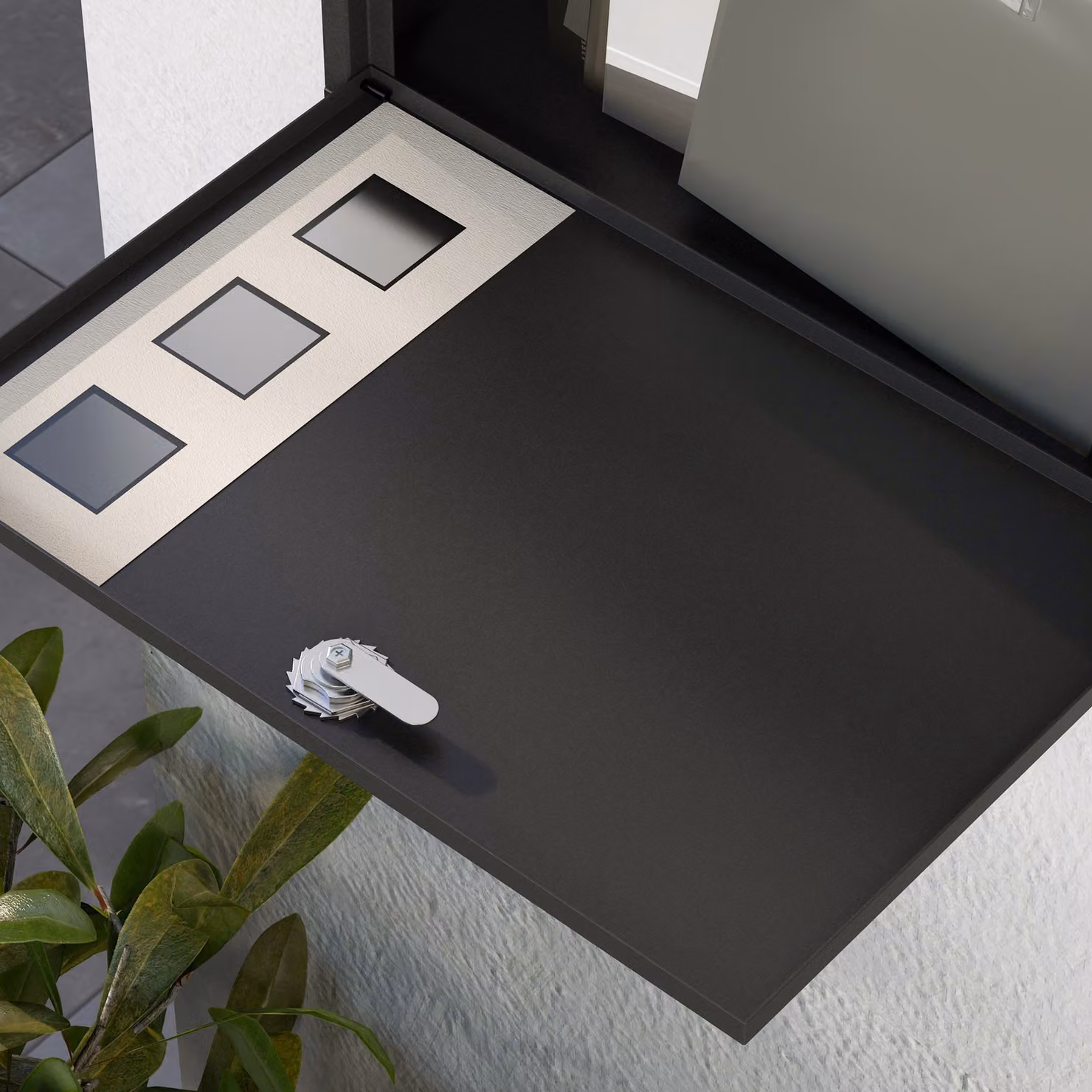 HOMCOM Wall Mounted Steel Letterbox in Black with Viewing Windows and 2 Keys – 8
