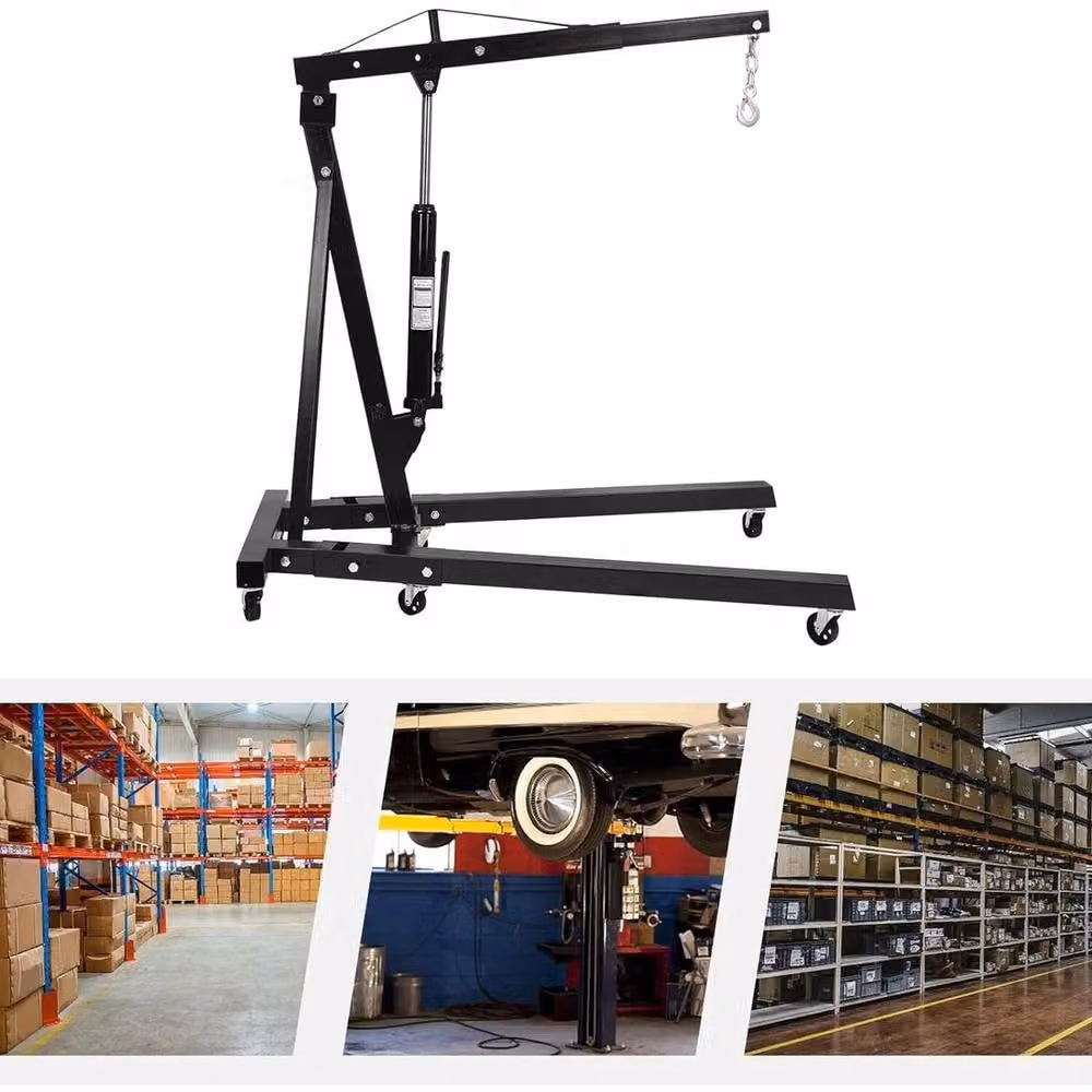 FLAVORA 2 Ton Hydraulic Folding Engine Crane Motor Hoist Lift Jack in Black – 5
