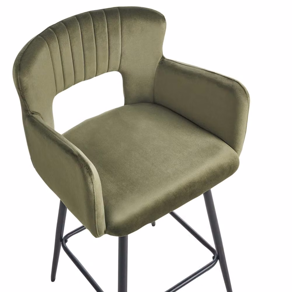Wyld Haus Velvetia Set of 2 Retro Bar Chairs in Green and Black with Upholstered Frame – 4