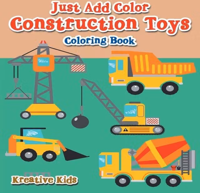 Kreative Kids Just Add Colour Construction Toys Colouring Book Paperback Multicolour