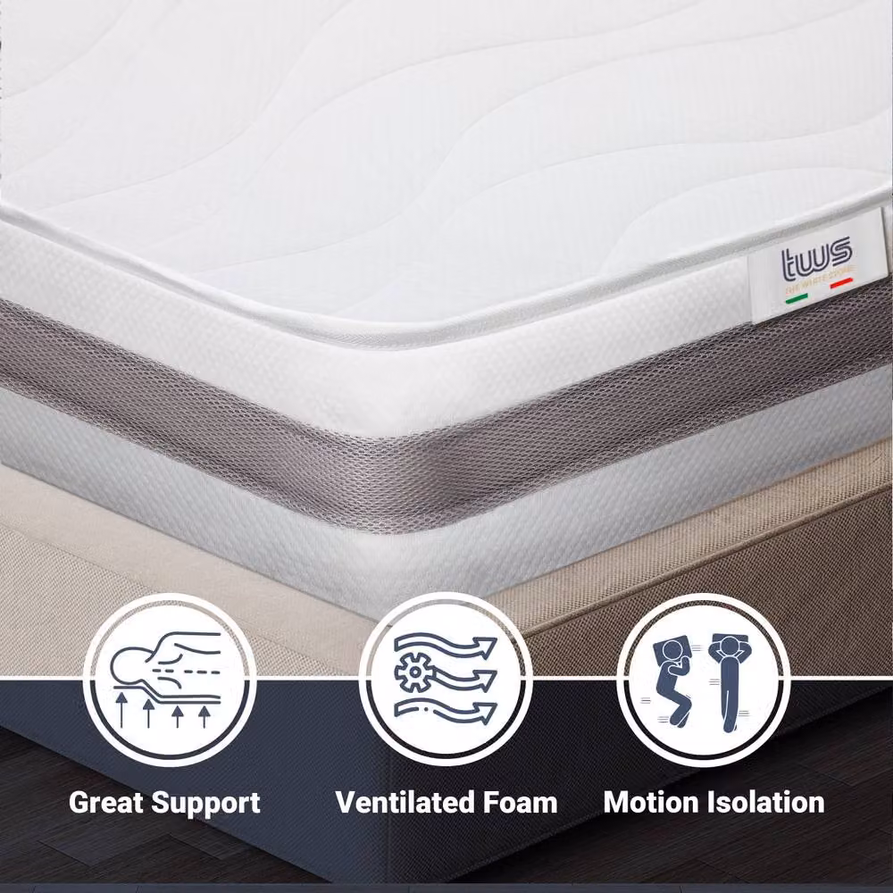 The White Stone Antibacterial Waterfoam Mattress in White, Height: 20 cm, Size: EU Super King (200 x 200 cm) – 2