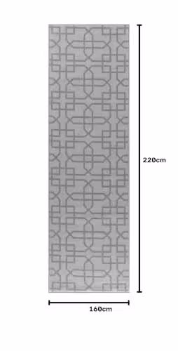 Serdim Rugs Geometric Silver and Grey Machine Woven Non-Slip Washable Kitchen and Hallway Mat, W: 160 cm, L: 220 cm – 2