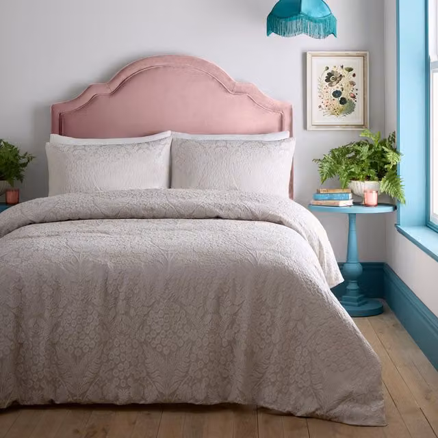 Appletree Toria Reversible Floral Jacquard Duvet Cover Set, Stone, W x H: 180 x 200 cm