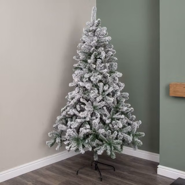 Samuel Alexander Snowy Imperial Pine Green Fir Christmas Tree with Metal Stand – 1