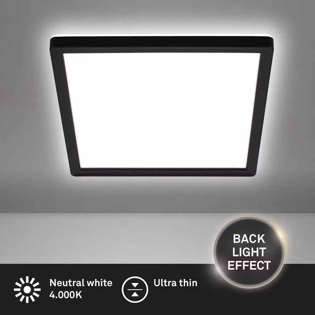 Briloner Black LED Panel, 16W, 1900lm, 4000K, W/D/H: 24 x 24 x 3 cm – 2