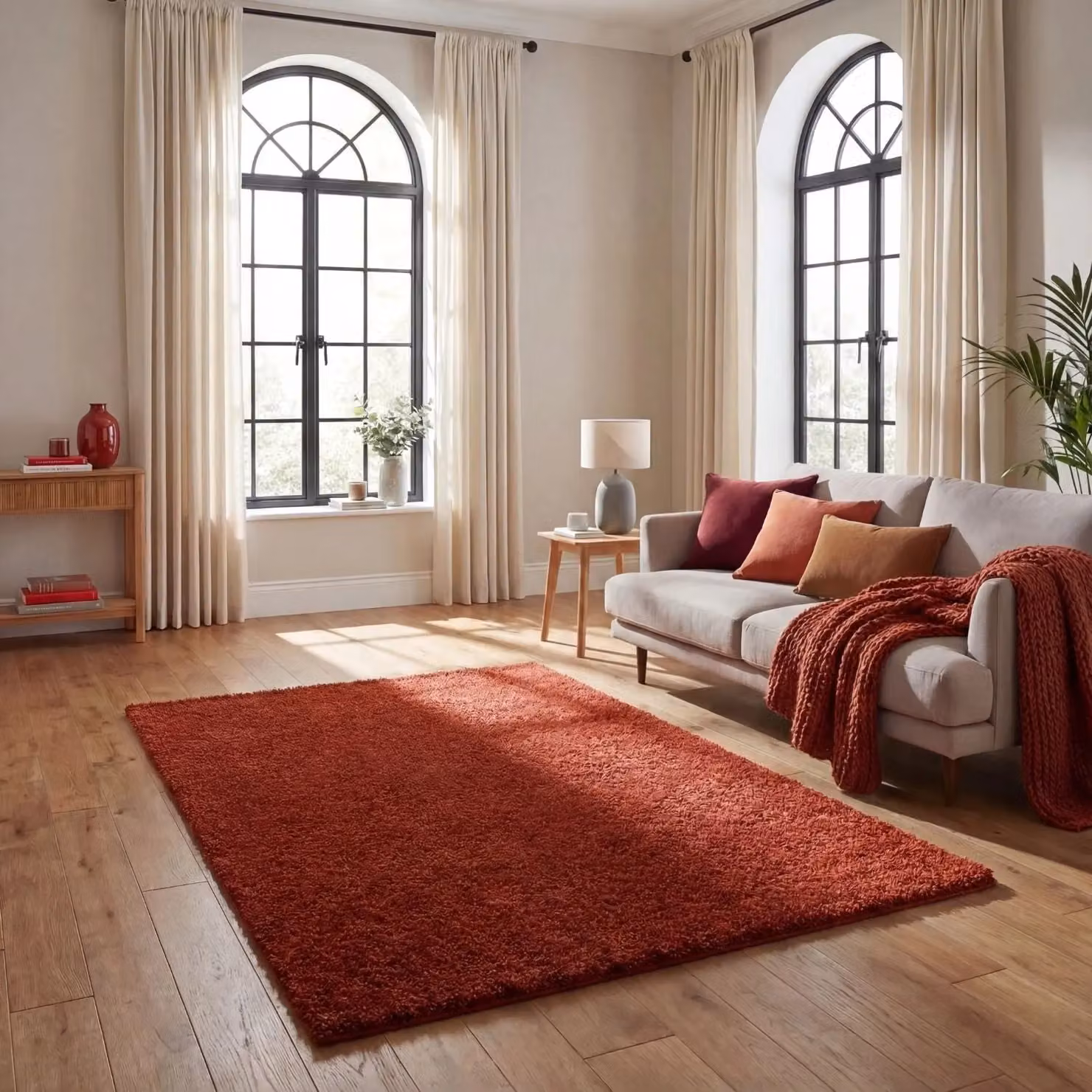 THE RUGS Soft Plain High Pile Shaggy Rug, Terracotta, W: 60 cm, D: 110 cm – 3