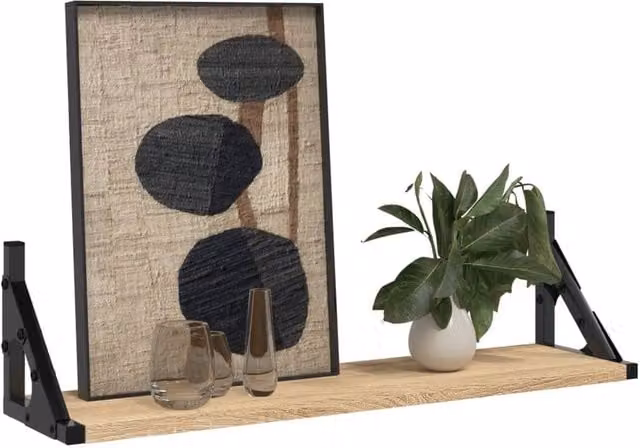 Berkfield Home Beautiful Wall Shelves, 2 Pack, Sonoma Oak, Light Brown, W: 60 cm, D: 15 cm, H: 15.5 cm – 1