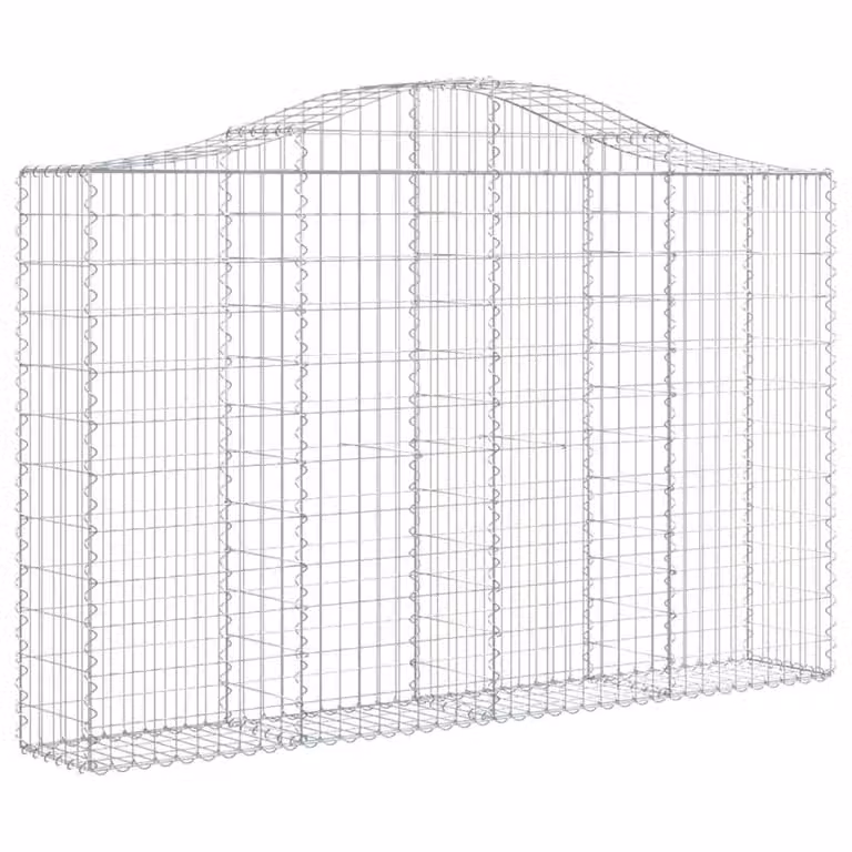 Berkfield Home Arched Gabion Basket in Silver Galvanised Steel, W: 200 cm, D: 30 cm, H: 120-140 cm